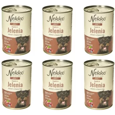 Nekko Mokra karma dla psa Jeleń jagody 6 x 400g