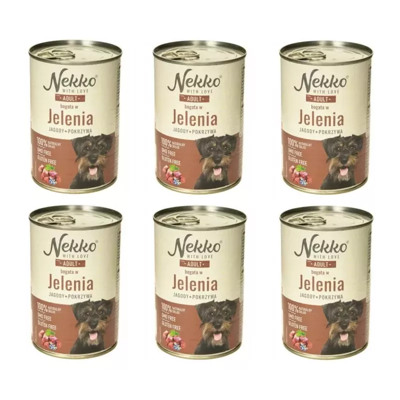 Nekko Mokra karma dla psa Jeleń jagody 6 x 400g Nekko Mokra karma dla psa Jeleń jagody 6 x 400g