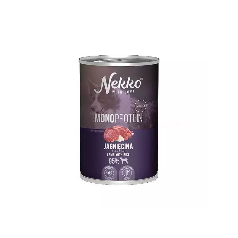 Nekko Mono Adult Jagnięcina z Ryżem 400g – Karma dla psów Nekko Mono Adult Jagnięcina z Ryżem 400g – Karma dla psów