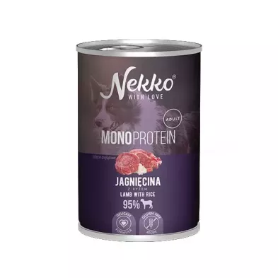 Nekko Mono Adult Jagnięcina z Ryżem 400g –  Karma dla psów