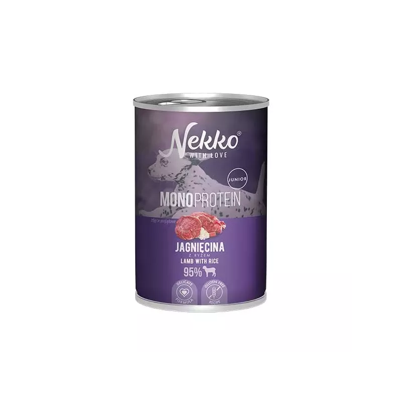Nekko Mono Junior Jagnięcina z Ryżem 400g – Karma dla Szczeniąt Nekko Mono Junior Jagnięcina z Ryżem 400g – Karma dla Szczeniąt