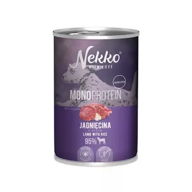 Nekko Mono Junior Jagnięcina z Ryżem 400g – Karma dla Szczeniąt